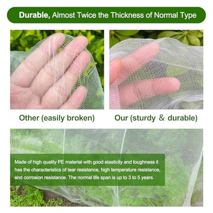 Jevrench 4 x 50 ft Garden Netting Row Cover, Ultra Fine Mesh for Plants | Protective Plant Netting for Gardens, Raised Beds and Greenhouses, Mesh Cover for Vegetables, Fruit Trees and Flowers - size: 4ft x 50ft