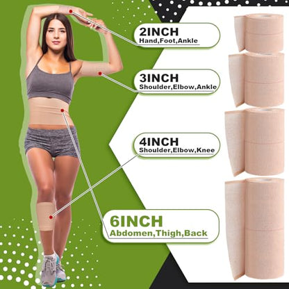 Tondiamo 8 Rolls Elastic Tape Adhesive Elastic Tape Self Adhesive Bandages Wrap Flexible Stretch Bandages Athletic Sports Skin Strips for Sports Ankle, Knee and Wrist Animal Pets(6 Inch X 5 Yard) - size: 6 Inch x 5 yard