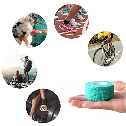1 Inch Self Adhesive Bandage Wrap, 9 Pack, Middle Green - color: Middle Green, size: 1 Inch