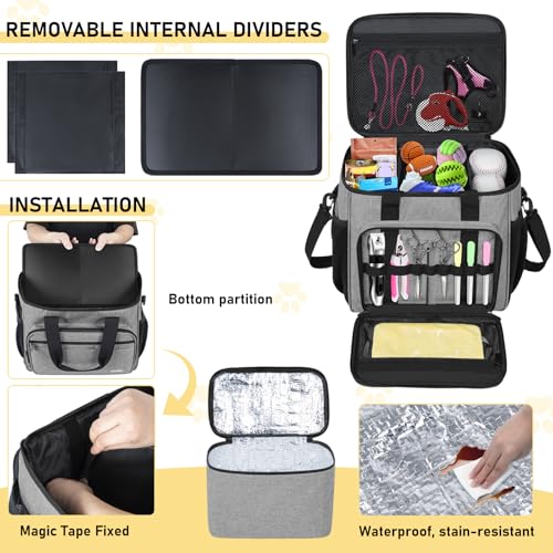 GMAK Pet Grooming Bag,Pet Hair Clipper Organizer Grooming Bag for Equipment - color: Grey