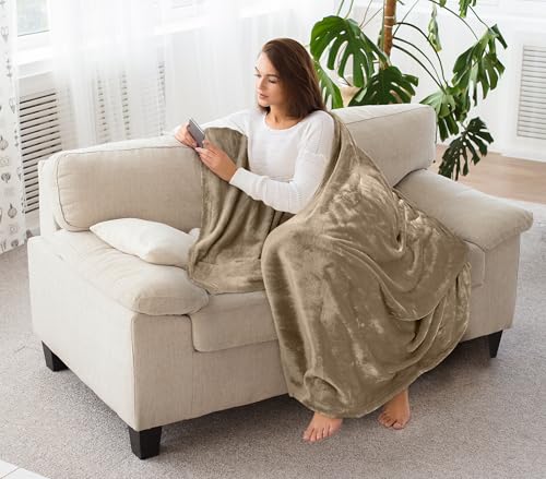 Utopia Bedding Ultra Soft Fleece Bed Blanket Throw Size Camel (50x60 Inch) - color: Camel, size: Throw (50x60 Inch)