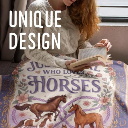 Huglanket Horse Blanket, Purple Throw Blanket for All Seasons | Soft Comfort Cozy Blanket for Couch Sofa Chair Lightweight
