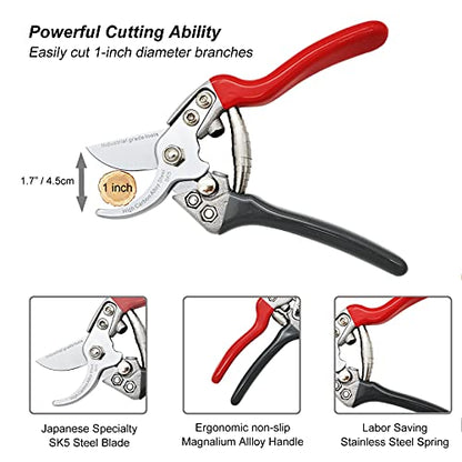TONMA 7.5" Garden Scissors, Made in Japan, Pruning Shears & Clippers, TP-3 | 1" Cut Capacity Bypass Garden Shears, Japanese Hand Pruners Loppers for Gardening, Ergonomic Grip for Women or Small Hand - size: 7.5 inches