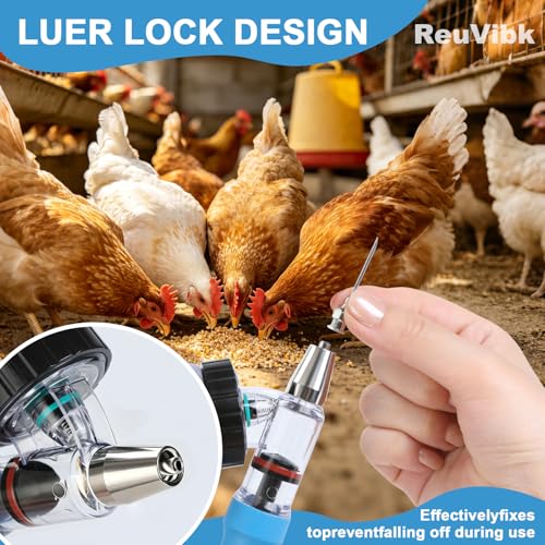 5ml Continuous Self-Refilling Livestock Syringe, 10 Needles Included - color: Blue