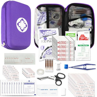 Small-Waterproof Car First-Aid Kit Emergency-Kit - Purple 277Piece Camping Equipment for Camping Hiking Home Travel YIDERBO - color: Purple