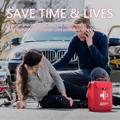 First Aid Trauma Kit,Comprehensive First Aid Kit with Labelled Compartments, Molle System Emergency Kits for Cars, Home, Office, Backpacking, Camping, Traveling, and Cycling-265 Piece - size: Large