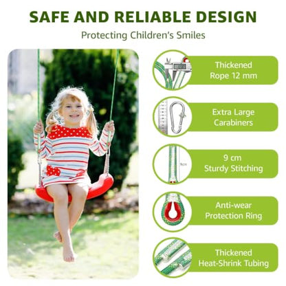 Heavy Duty Tree Swing Ropes with Safer Lock-(2Pack,Green,4FT) - color: Green, size: 48''(4FT)-2 Pack