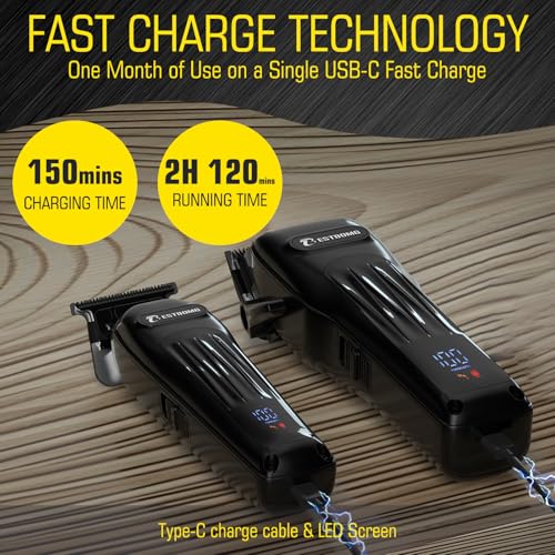 BESTBOMG® Professional Hair Clippers for Men, Clipper & Trimmer Set, Black - color: Black