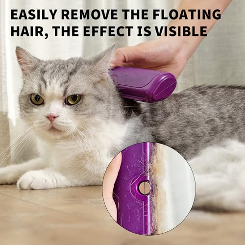 Dog and Cat Deshedding Brush, Purple - color: Purple