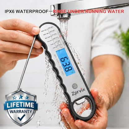 0.5s Instant Read Meat Thermometer Digital, Cooking, ±0.5°F Accuracy - color: Silver & Black