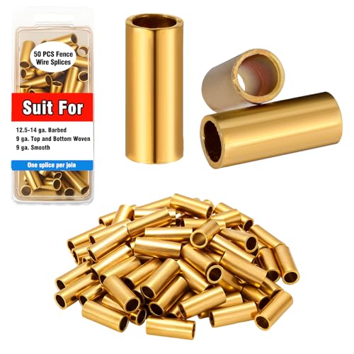 Blulu 50 Pack Barb Wire Crimpers Fence Wires Splice,1 Inch,Gold - color: Gold, size: 1 Inch