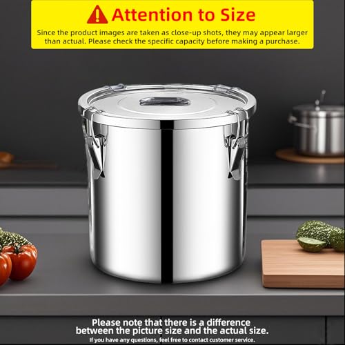stainless steel food storage containers with lids lock clips airtight container large airtight for rice flour sugar grain coffee bean storage containers Kitchen jar (1.59gal/6L) - size: 1.59gal