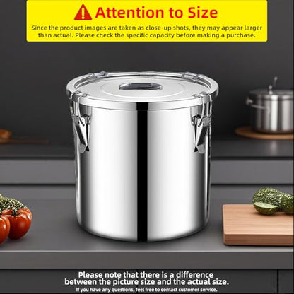 stainless steel food storage containers with lids lock clips airtight container large airtight for rice flour sugar grain coffee bean storage containers Kitchen jar (1.59gal/6L) - size: 1.59gal