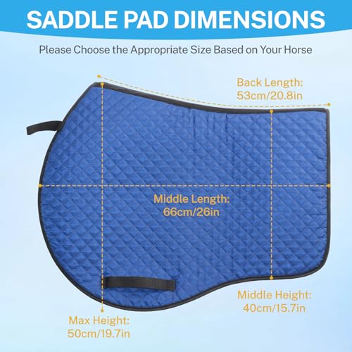All-Purpose Western Saddle Pad for Horses – Diamond Quilted Breathable Horse Saddle Pad with Shock-Absorbing Cushion, Lightweight Equestrian Gear for Riding & Training, Blue