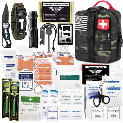 EVERLIT 250 Pcs Survival First Aid Kit - color: Black Camo