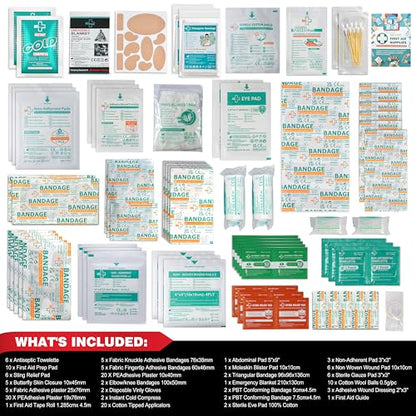 General Medi 160 Piece First Aid Kit Bag Refill Kit - Includes Instant Cold Pack, Bandages,Emergency Blanket, Moleskin Pad, Gauze - Extra Replacement Medical Supplies for First Aid