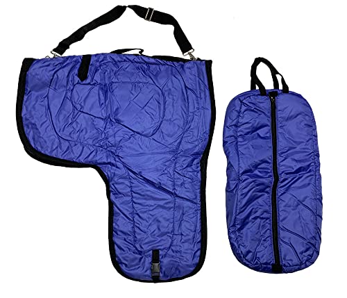 AJ Tack Western Padded Saddle and Bridle Carrier Set - color: Turquoise Dots