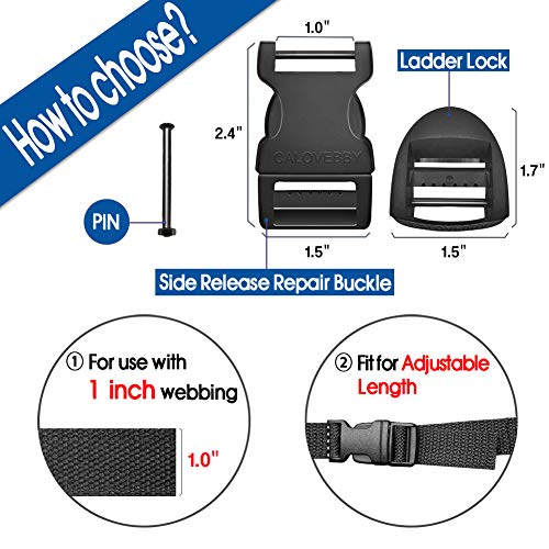 Deluxsa Field Repair Buckle for Straps 1" No Sewing Plastic Buckle Adjustable 1 Inch Strap Flat Side Release for Backpack（1PC）