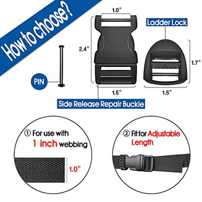 Deluxsa Field Repair Buckle for Straps 1" No Sewing Plastic Buckle Adjustable 1 Inch Strap Flat Side Release for Backpack（1PC）