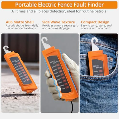 Neoteck 700-8000V Electric Fence Voltage Tester with 8 Neon Indicator Light
