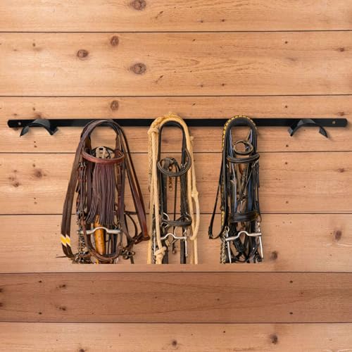 2Pcs Wall Mounted 5 Spot Bridle Rack - Rounded Tack Rack for Hanging Horse Bridles, Halters, Reins