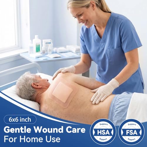 Dimora Silicone Super Absorbent Wound Dressings - Gentle Adhesive Bandages with Ultrasorb Polymer,Heavy Exudate Wound Care Pads 6"X 6" 10 Packs - size: 6"x 6"