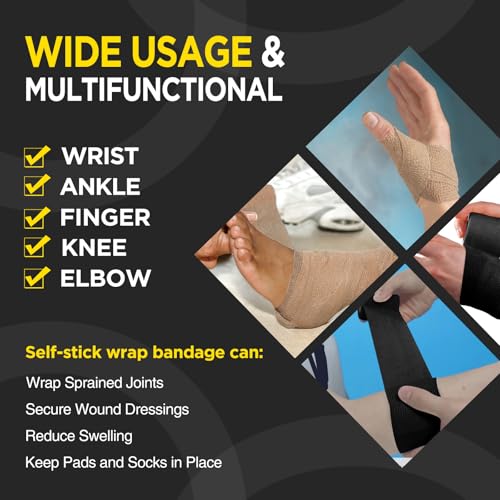 OK TAPE 12 Rolls Self Adhesive Bandage Wrap, Cohesive Elastic Athletic Tape - color: Coffee, size: 2 Inch