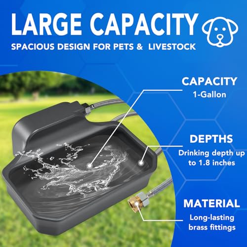 PETTEN Auto Fill Dog Water Bowl, Outdoor 1Gal/3.75L Automatic Dispenser - color: Grey
