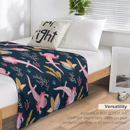 Cute Axolotl Fleece Throw Blanket for Couch Adults Teens 40" X 50" - color: Axolotl, size: 40x50 inch