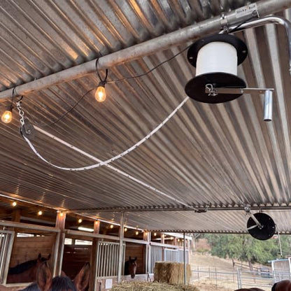 1000 ft Sticky Fly Tape Roll with Mounting Hardware Kit, Fly Reel Sticky Tape Trap with Complete Hardware, Pulleys & Mounting Brackets for Commercial Farm Flys Control Barn Stable Livestock