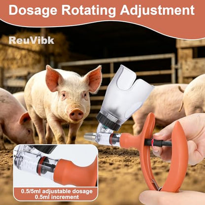 5ml Continuous Self-Refilling Livestock Syringe, 10 Needles Included - color: Yellow