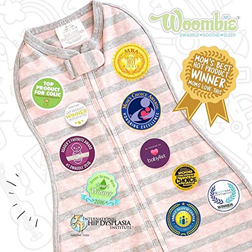 Woombie Grow with Me Baby Swaddle, Convertible Swaddle Fits 0-9 Months, Expands to Wearable Blanket Up to 18 Months, Birds & Stripes - color: Birds & Stripes, style: Grow With Me