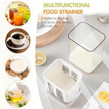 Yogurt Strainer, Small 1800ML (61 Oz) Fine Mesh Strainer, Rice Tea Juicing Food Sieve Strainer, Thick Greek Yogurt Milk Filter Kitchen Tools Reusable Homemade Cup with Stainless Steel Mesh