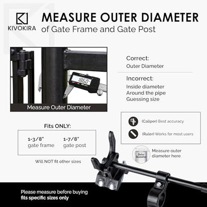 Pool Gate Latch, Chain Link Fence Gate Latch, Fits 1-3/8" x 1-7/8" | Measure your gate before ordering. ONLY Fits 1-3/8" gate frame × 1-7/8" gate post.