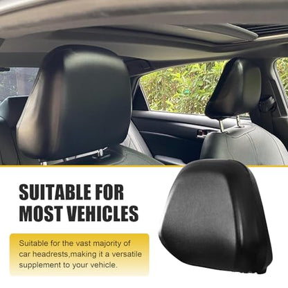 2PCS Cars Headrest Covers, Full Wrap-around Leather Headrest Covers for Cars, Reusable Elastic Dust Cover, Waterproof Headrest Cover, Universal Car Accessories for Most Cars (Black)