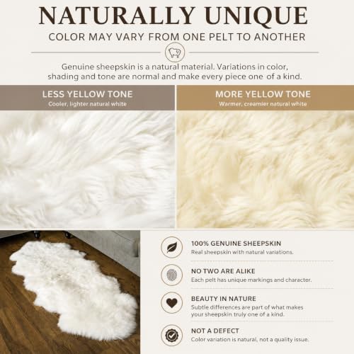Premium Sheepskin Rug 2X6 Runner for Bedside- Fluffy Throw & Chair Cover - color: Natural (Yellow Undertones), size: 2' x 6' (Natural)