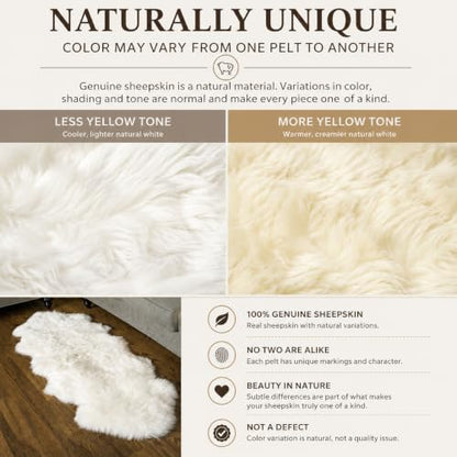 Premium Sheepskin Rug 2X6 Runner for Bedside- Fluffy Throw & Chair Cover - color: Natural (Yellow Undertones), size: 2' x 6' (Natural)
