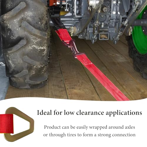 DXNQ 2" × 29" Premium Axle Tie Down Strap with D Rings, Heavy Duty Axle Strap with Protective Sleeve Working Load Limit 6614 Lbs, High Tension Axle Strap for Securing Car Transport (Red) - color: Red