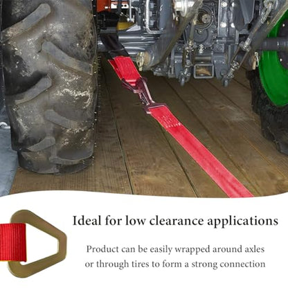 DXNQ 2" × 29" Premium Axle Tie Down Strap with D Rings, Heavy Duty Axle Strap with Protective Sleeve Working Load Limit 6614 Lbs, High Tension Axle Strap for Securing Car Transport (Red) - color: Red
