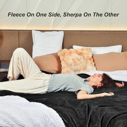 KAWAHOME Sherpa Fleece Throw Size Blanket for Bed, Extra Warm Heavy Thick - color: Dark Grey, size: Throw ( 50" X 60" )