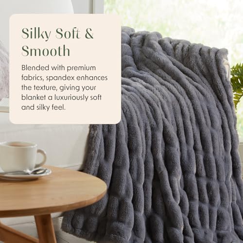 Springtree Home Luxury Micro Plush Throw Blanket | Thick Faux Fur | Grey | Lily Collection | 50" x 60" | Grey Blanket | Ultra Plush - color: Slate Grey, size: 50" x 60" (Medium)