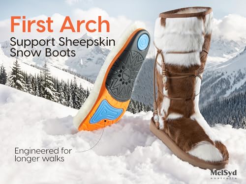 100% Sheepskin Lined Fur Boots Women: Removable Arch Support Insole - color: Arch-knee High-chestnut, size: 9