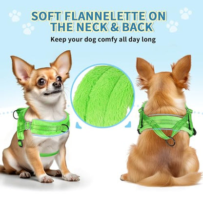 SlowTon No Pull Small Dog Harness and Leash Set with Front Clip | Soft Padded, Neck & Chest Adjustable, Lightweight, Anti-Twist, Puppy Vest Harness Pet Lead Combo for Small Medium Dog, G S - color: Green, size: Small