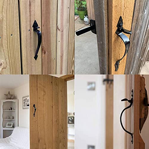 HILLMASTER Thumb Gate Latch for Wooden Fence,Self Locking Thumb Latches Fence Latch with 9in Gate Handle,Heavy Duty Door Latch Gate Hardware Kit for Outdoor Garden,Metal Gate,Vinyl Fence,Black Finish