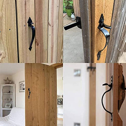HILLMASTER Thumb Gate Latch for Wooden Fence,Self Locking Thumb Latches Fence Latch with 9in Gate Handle,Heavy Duty Door Latch Gate Hardware Kit for Outdoor Garden,Metal Gate,Vinyl Fence,Black Finish