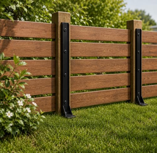 Fence Post Repair Kit 4 Pack, Heavy Duty One-Piece Steel Fence Post Anchor for 4x4 & 6x6 Wood Posts, Black Powder Coated Ground Spike Support, Repairs Leaning, Broken & Rotten Posts - color: Black 4 Pack