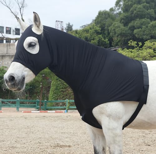 LEAFOREST Horse Slinky Hood with Zipper Stretch Neck Cover Sleazy Hoodies - color: Black
