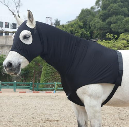 LEAFOREST Horse Slinky Hood with Zipper Stretch Neck Cover Sleazy Hoodies - color: Black