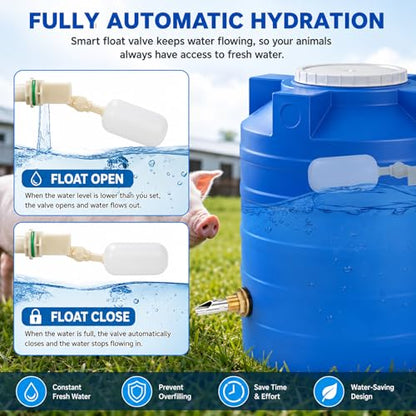 Pig Nipple Waterer, 4-Port Pig Waterer Kit with Float Valve
