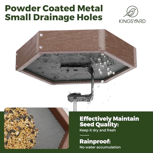 Kingsyard Clamp-On Deck Bird Feeder for Balcony Railings, No Drill - color: Brown